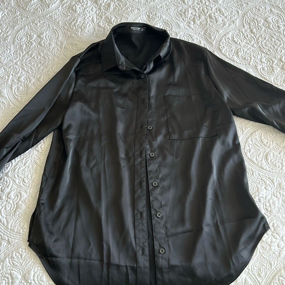 Satin button down shirt